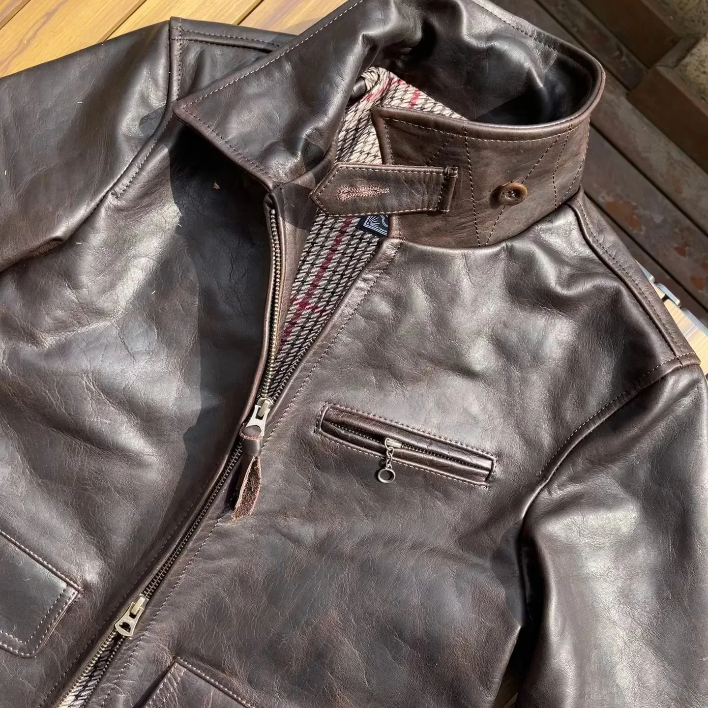 Men's Leather Jacket Sboy Style Horsehide Vintage Outwear