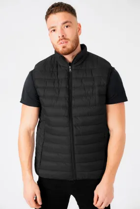 Mentari Quilted Puffer Gilet with Fleece Lined Collar in Jet Black / Burgundy - Tokyo Laundry