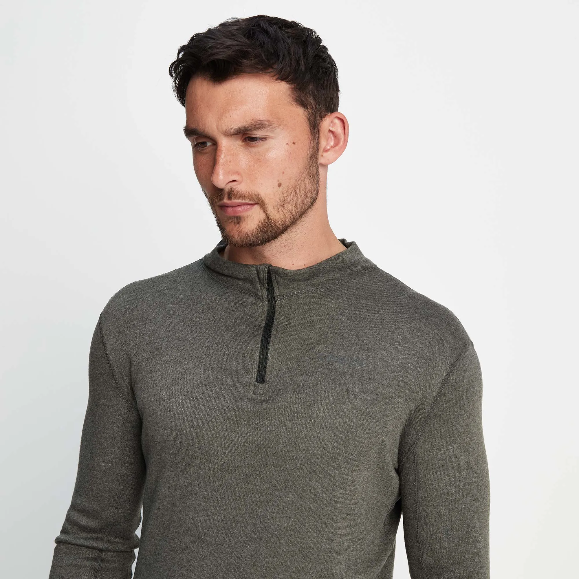 Meru Mens Cashmere Touch Base Layer Quarter Zip - Dark Grey Marl