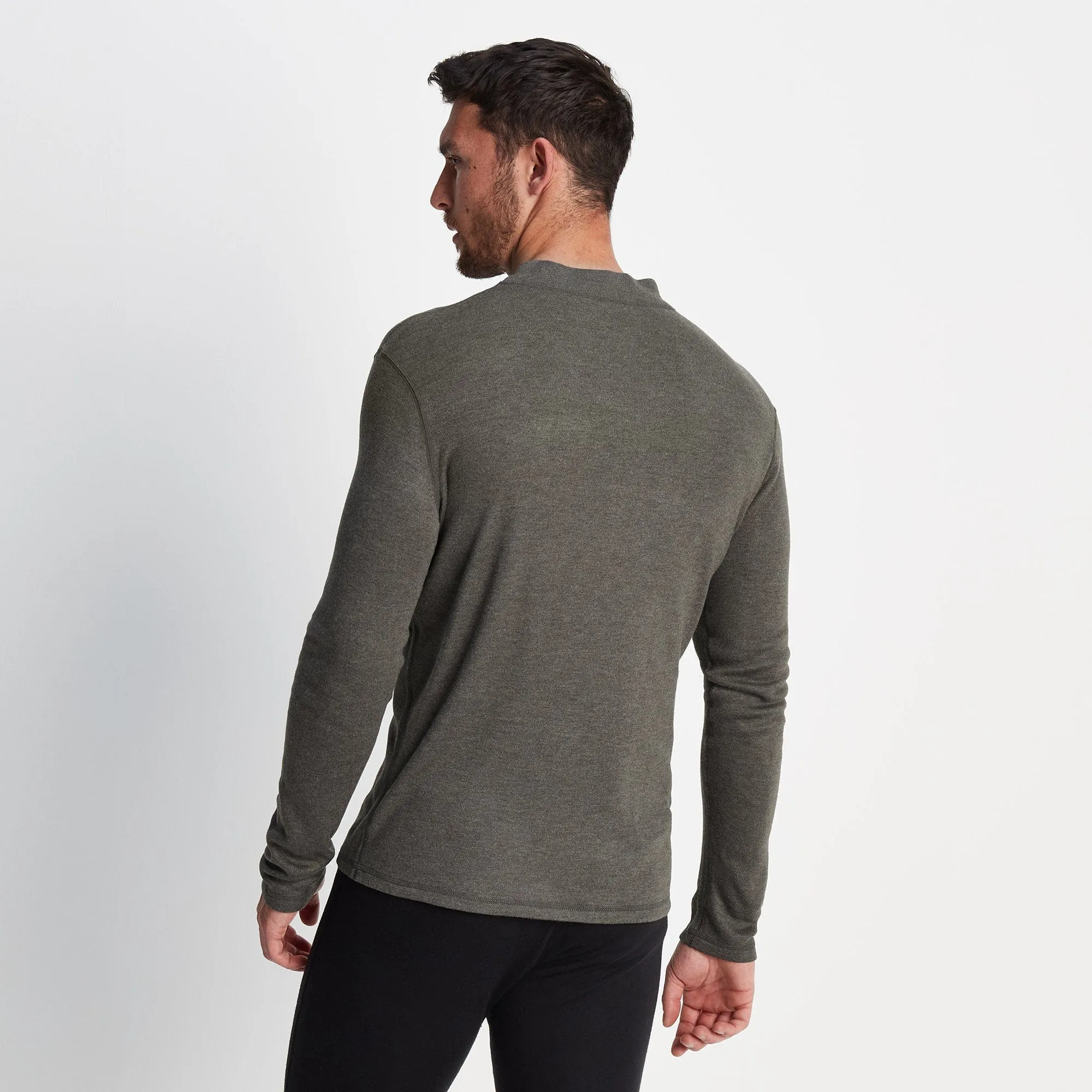 Meru Mens Cashmere Touch Base Layer Quarter Zip - Dark Grey Marl