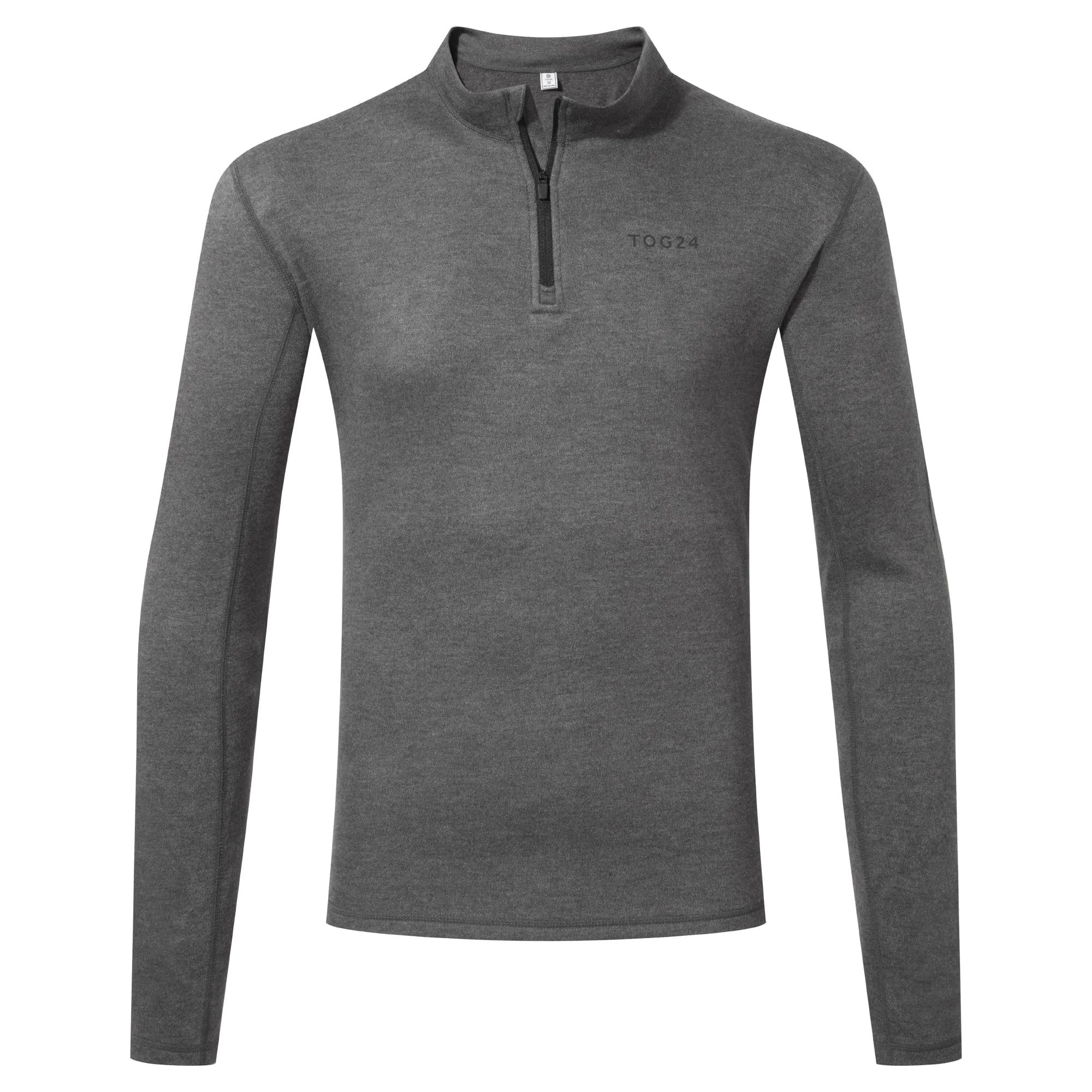 Meru Mens Cashmere Touch Base Layer Quarter Zip - Dark Grey Marl