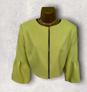 Michaela Louisa Lime Green Zip Short Jacket UK 16 US 12 EU 44 BNWT RRP £140.00