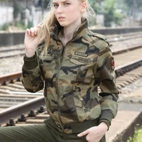 Military Camouflage Denim Bomber Jacket