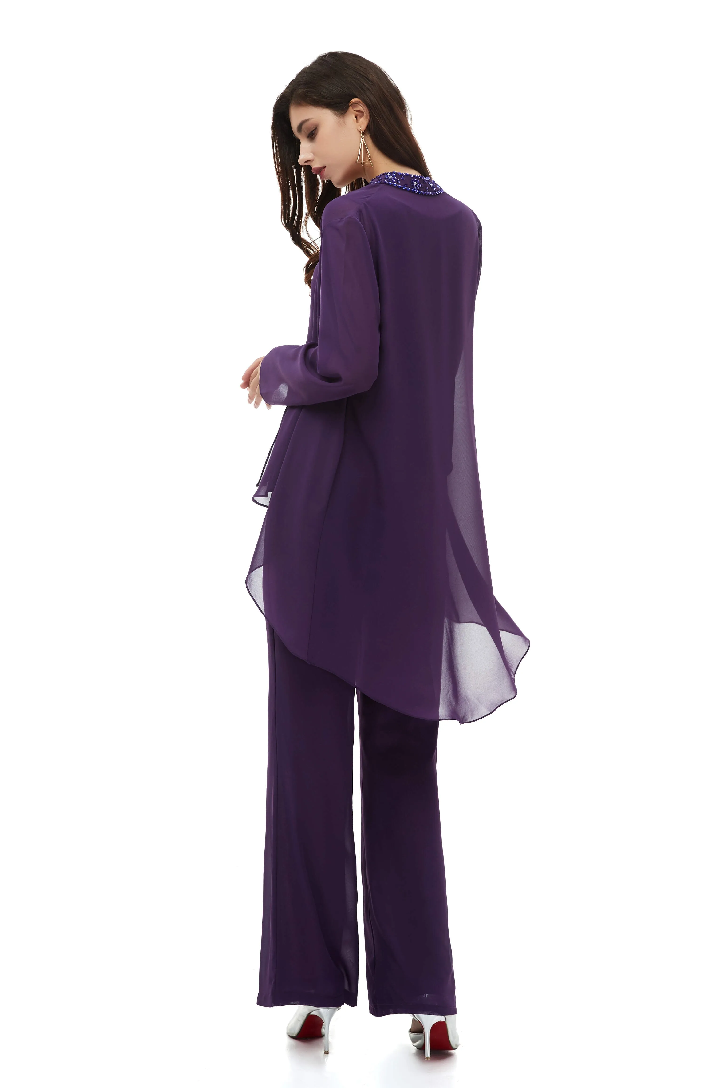 Mother of The Bride Dresses Pants Suit Long Sleeves with Jacket Outfit