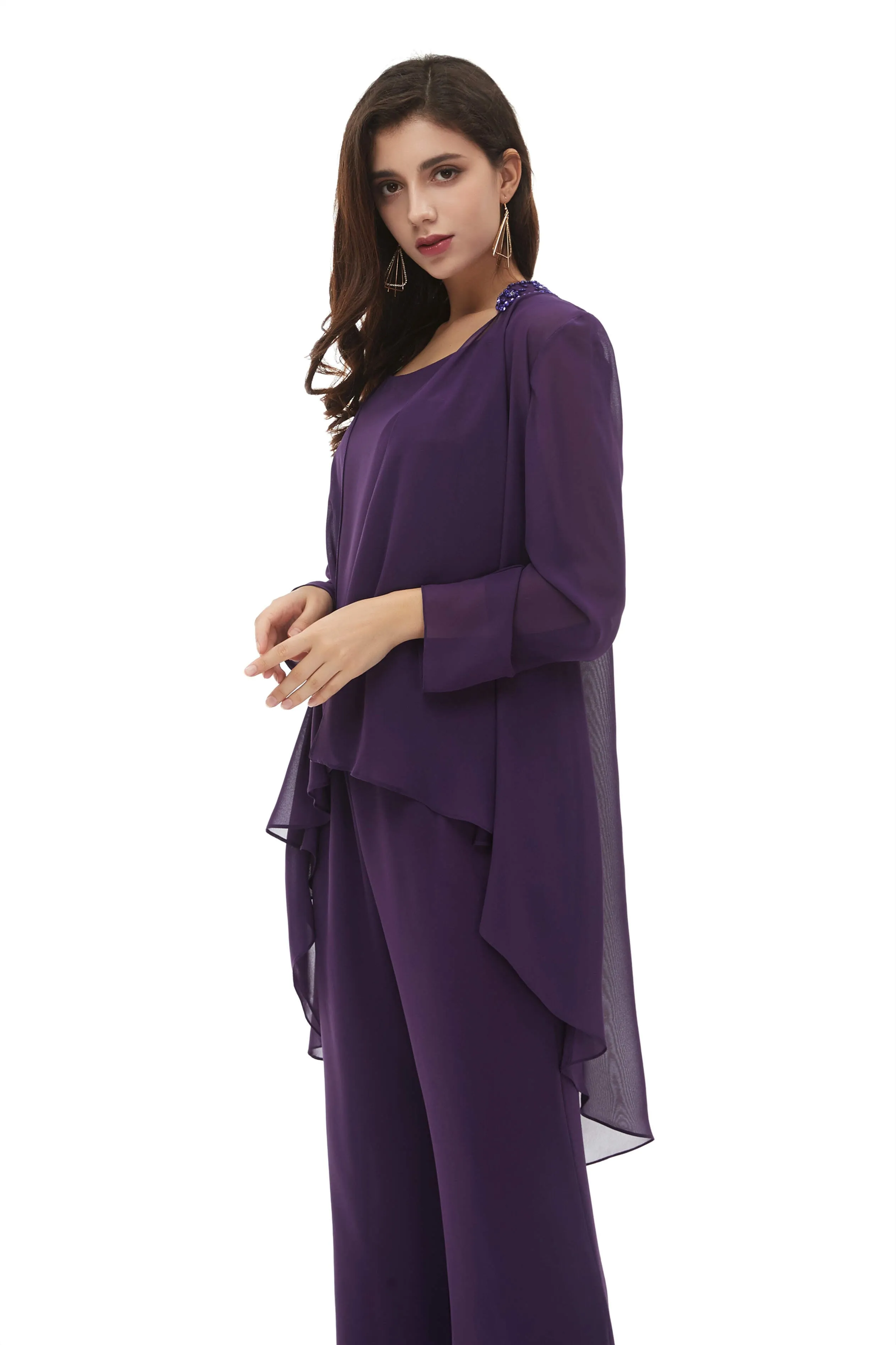 Mother of The Bride Dresses Pants Suit Long Sleeves with Jacket Outfit