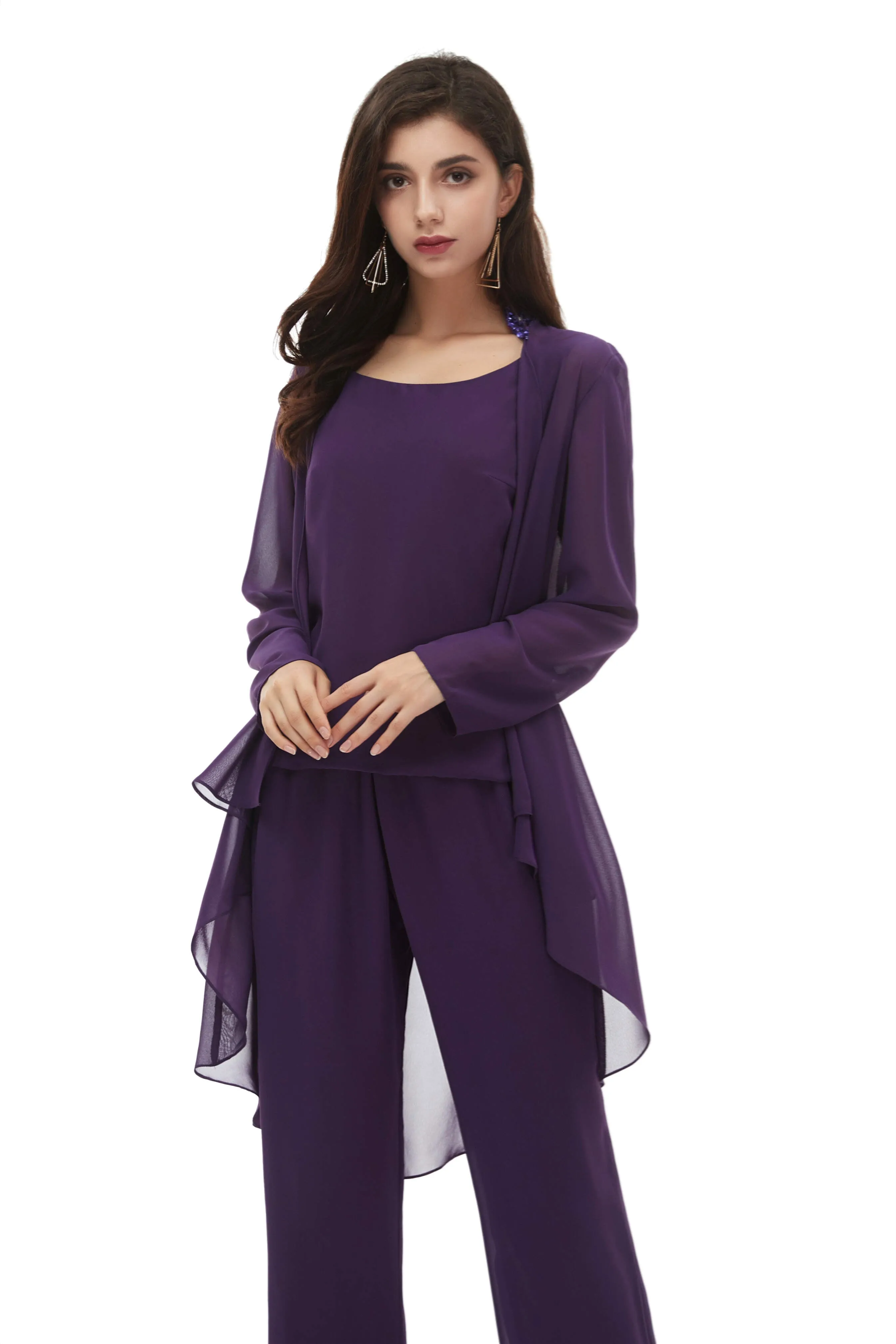 Mother of The Bride Dresses Pants Suit Long Sleeves with Jacket Outfit