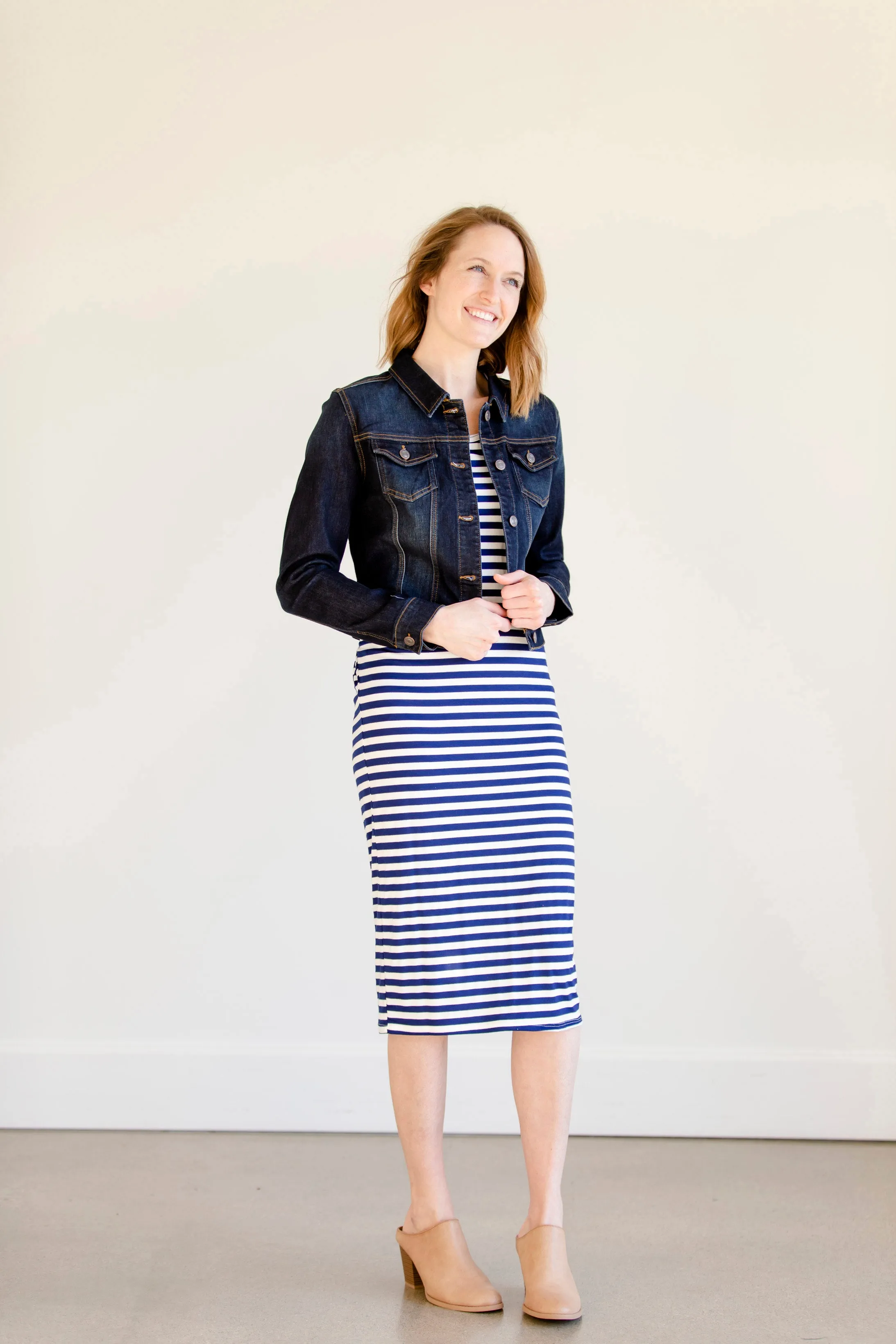 Multi Tie Navy Striped Midi Dress - FINAL SALE