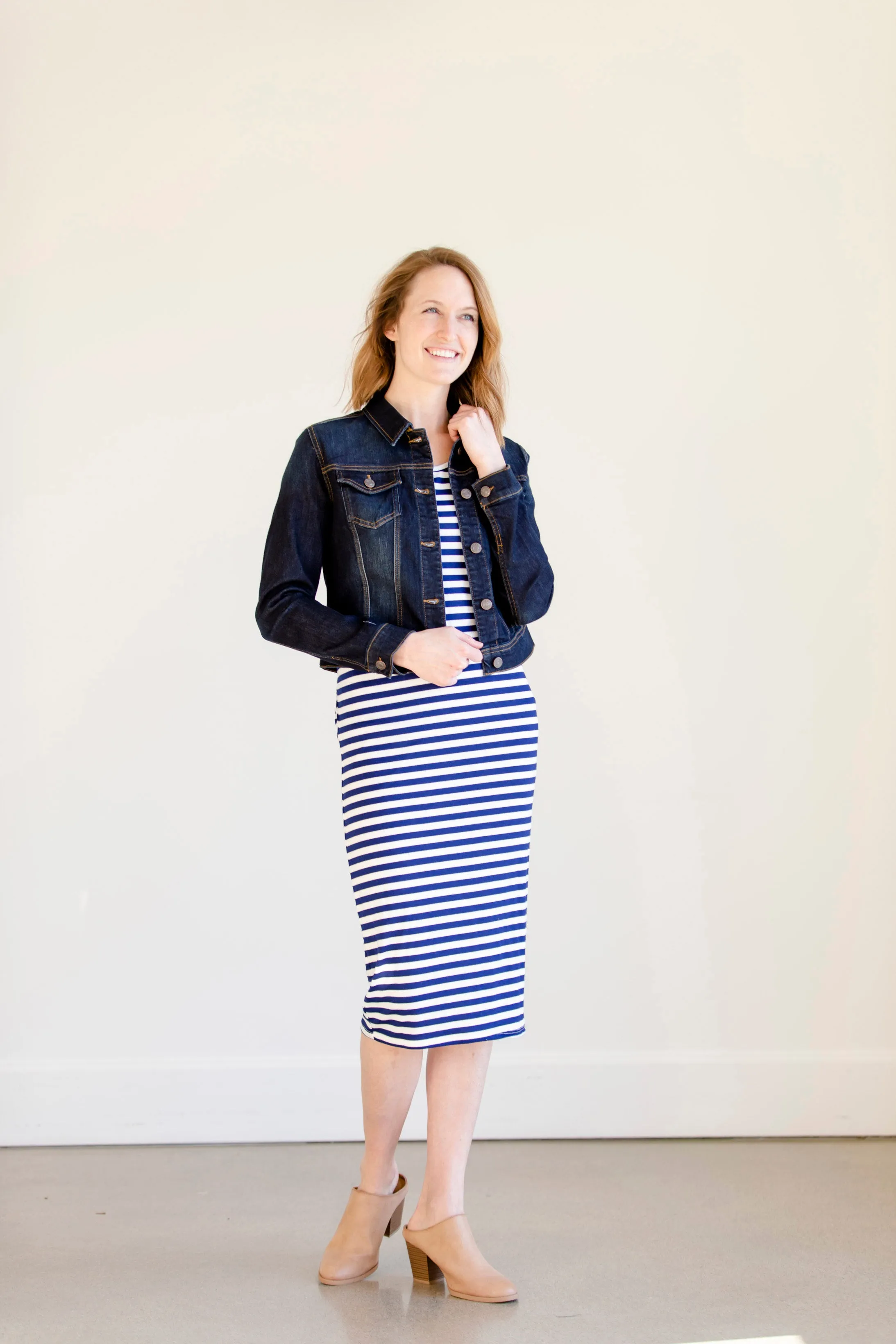 Multi Tie Navy Striped Midi Dress - FINAL SALE