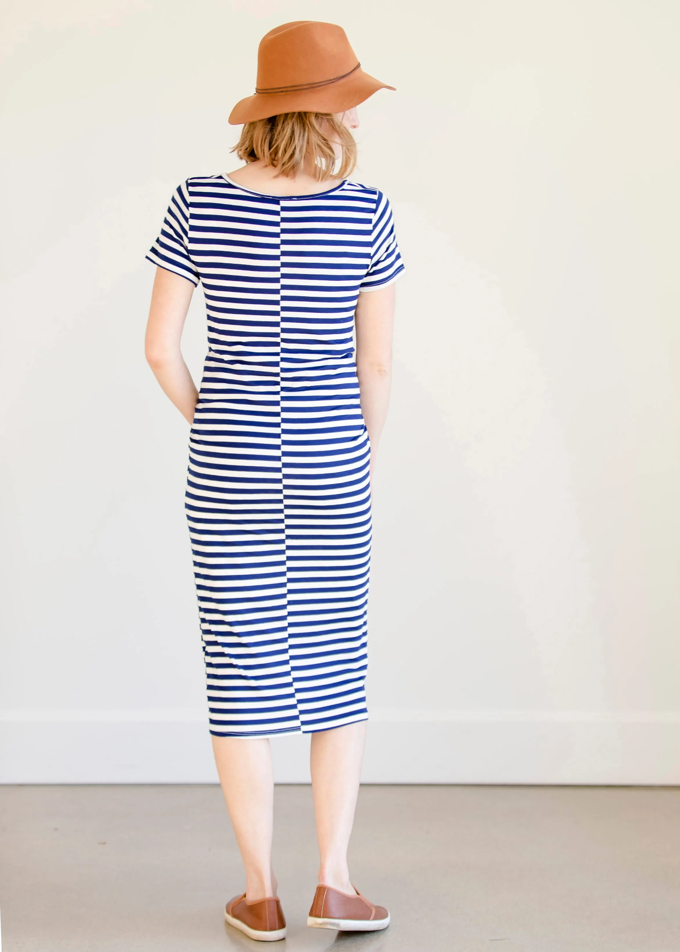 Multi Tie Navy Striped Midi Dress - FINAL SALE