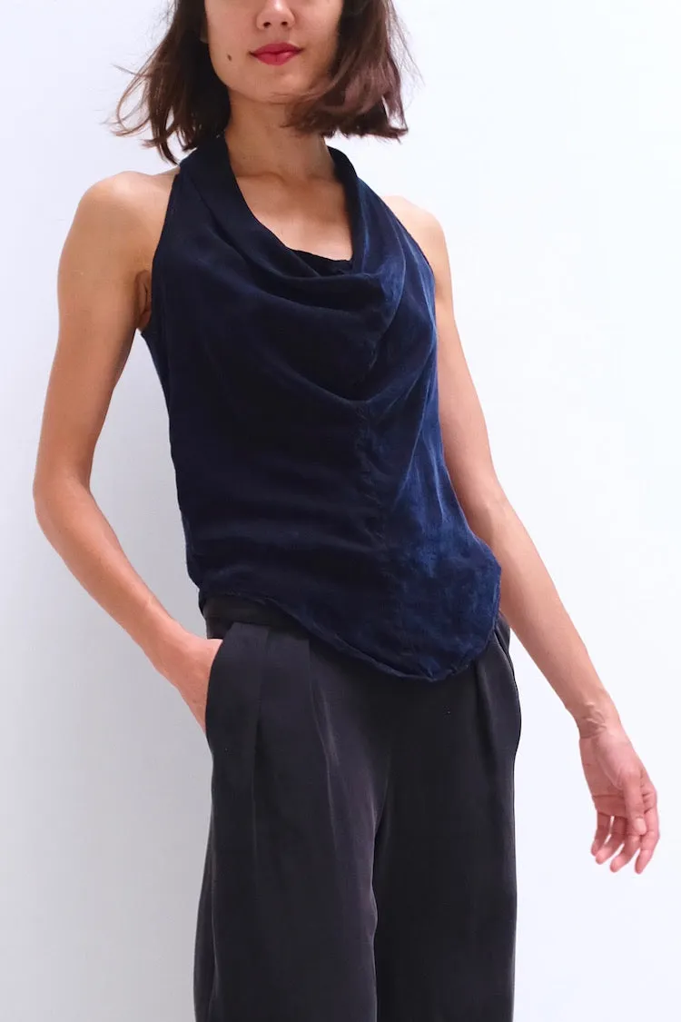 Natalie Busby Cupro Sleeveless Cowl Navy