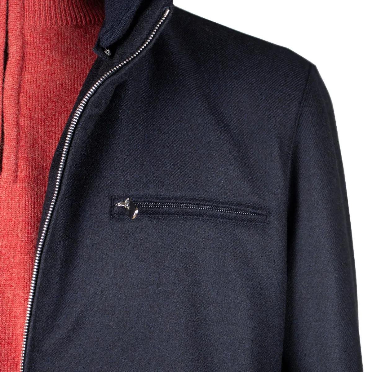 Navy Loro Piana Rain System Virgin Wool & Cashmere Jacket