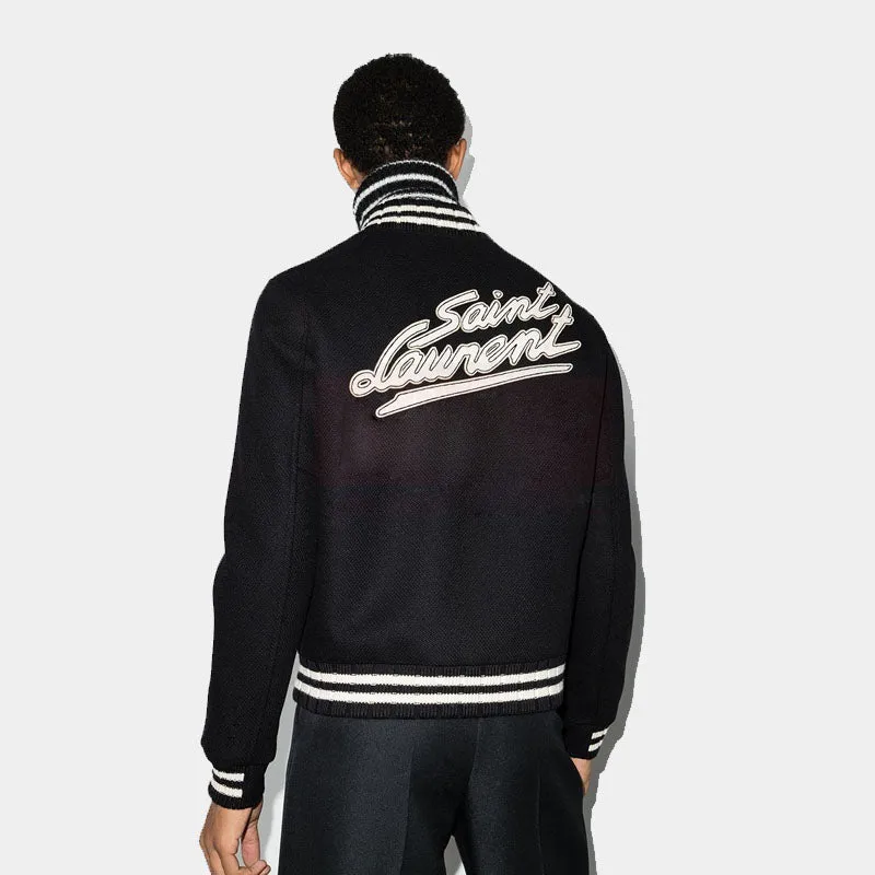 New Style Best Saint Laurent logo-embroidered varsity Letterman jacket