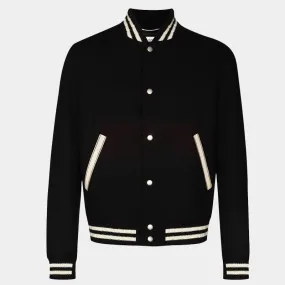 New Style Best Saint Laurent logo-embroidered varsity Letterman jacket