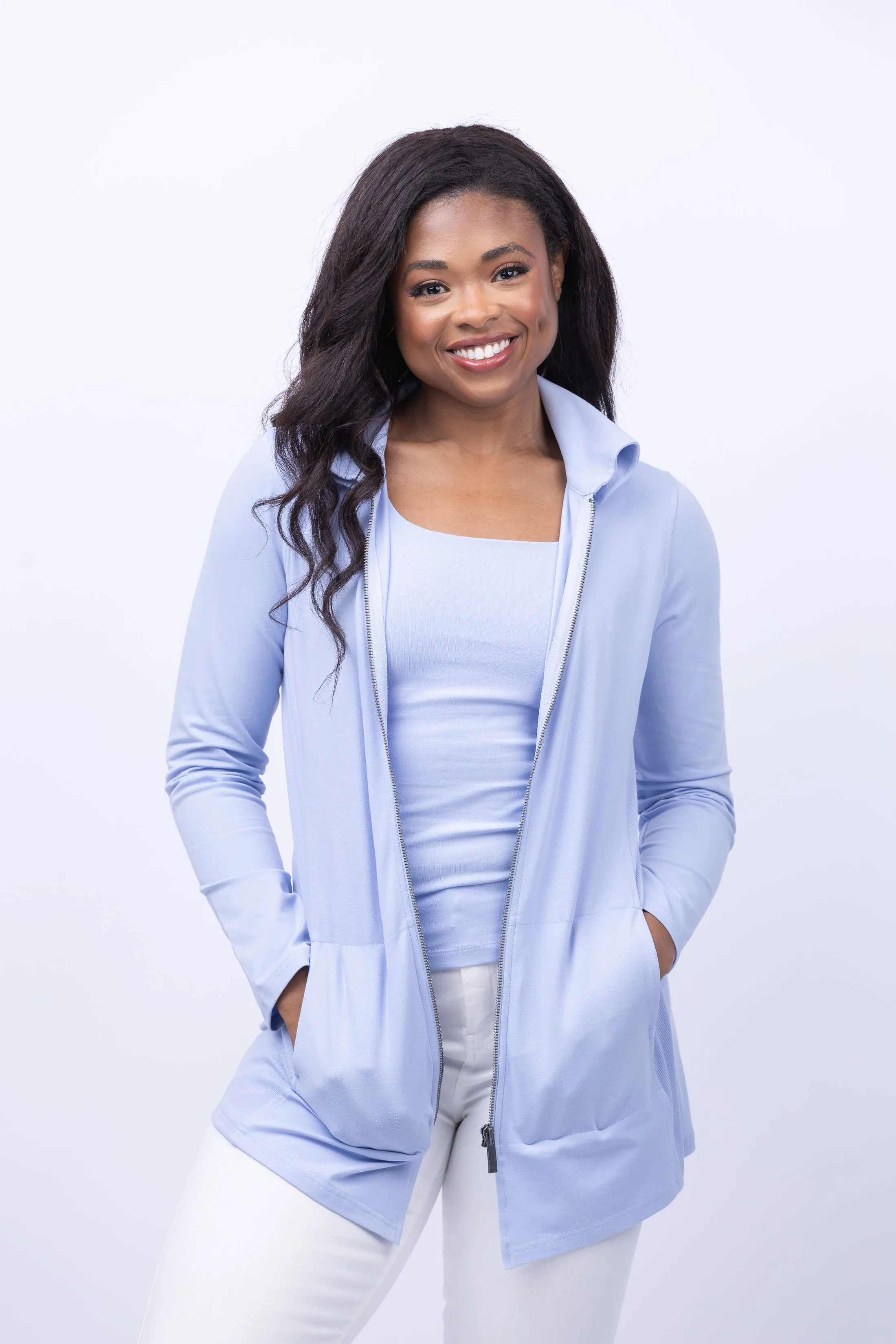 Nic   Zoe Knit Jacket in Powder Blue