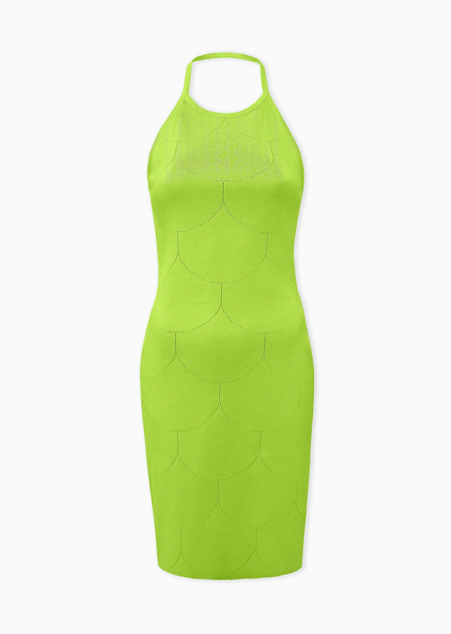 Nicola – Stretch Knit Halter Dress with Scalloped Detail