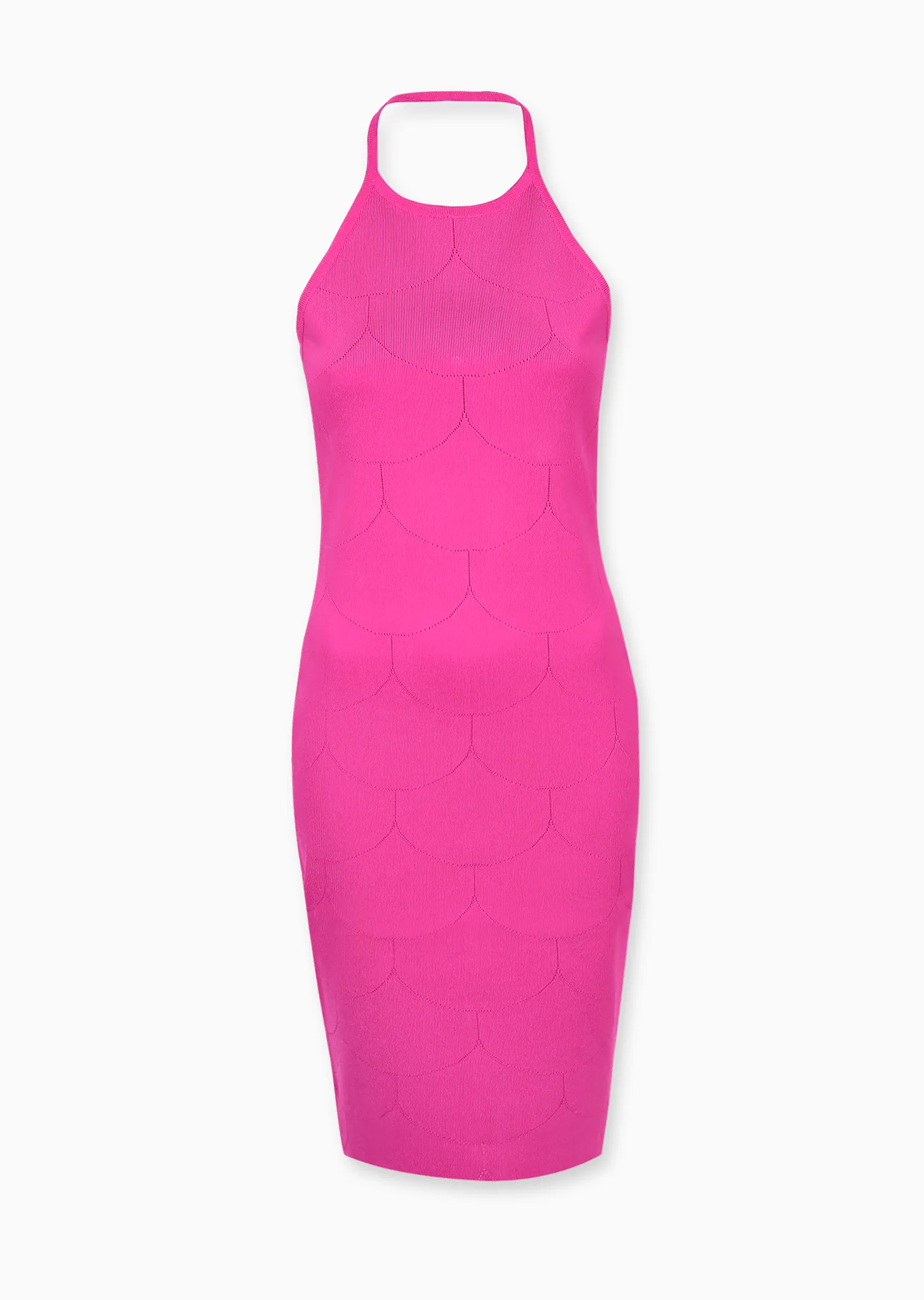 Nicola – Stretch Knit Halter Dress with Scalloped Detail