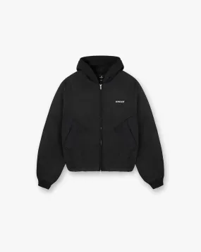 Nylon Hooded Bomber Jacket - Black