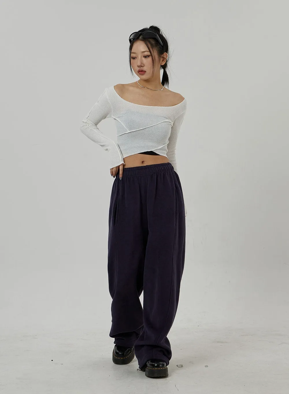 Off-Shoulder Mesh Cropped Top CD20