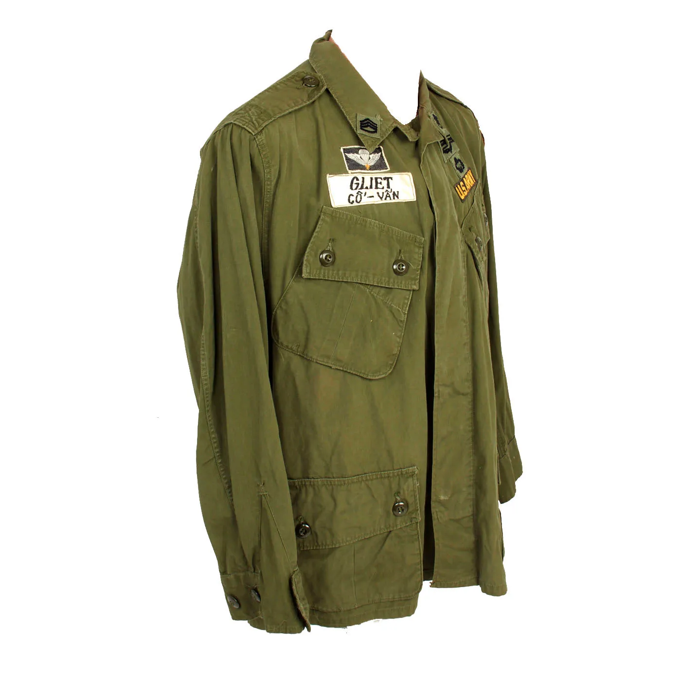 Original Rare U.S. Vietnam War MACV Advisor’s 1st Pattern Jungle Fatigue Jacket with Incountry Insignia