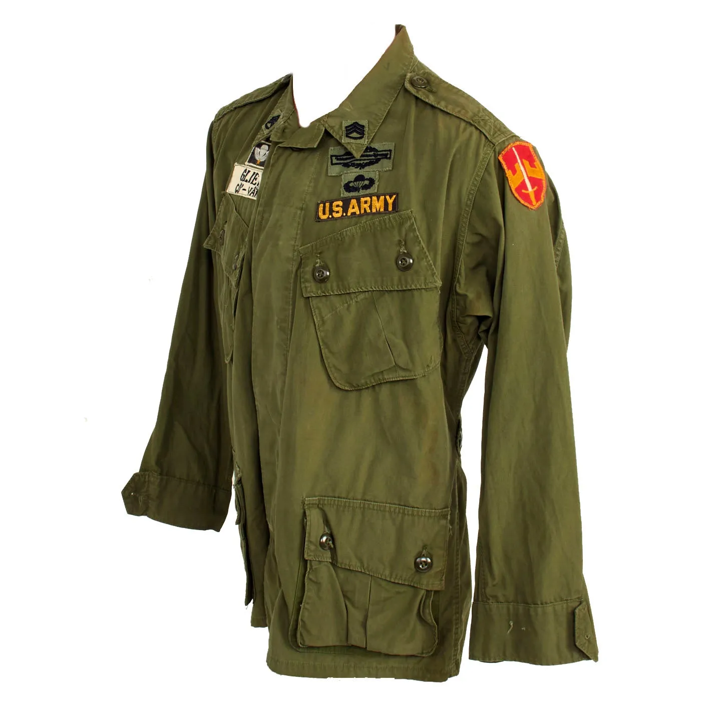 Original Rare U.S. Vietnam War MACV Advisor’s 1st Pattern Jungle Fatigue Jacket with Incountry Insignia