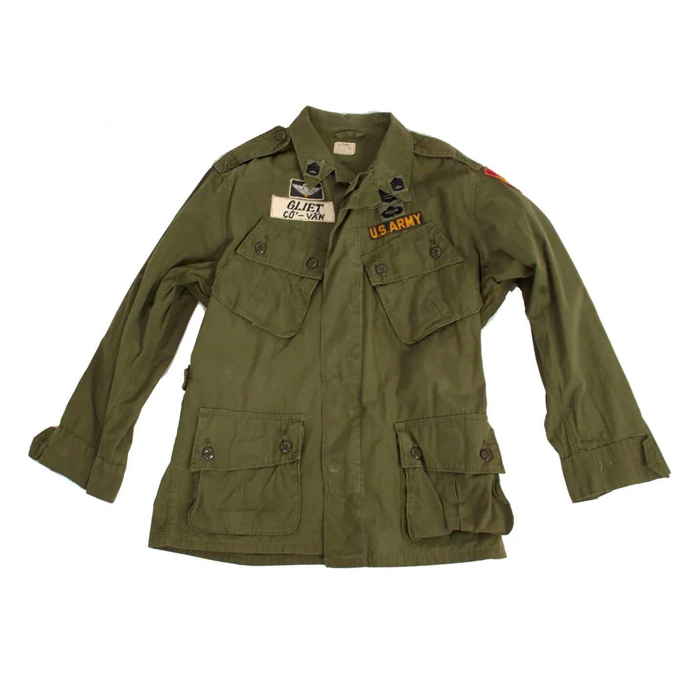 Original Rare U.S. Vietnam War MACV Advisor’s 1st Pattern Jungle Fatigue Jacket with Incountry Insignia