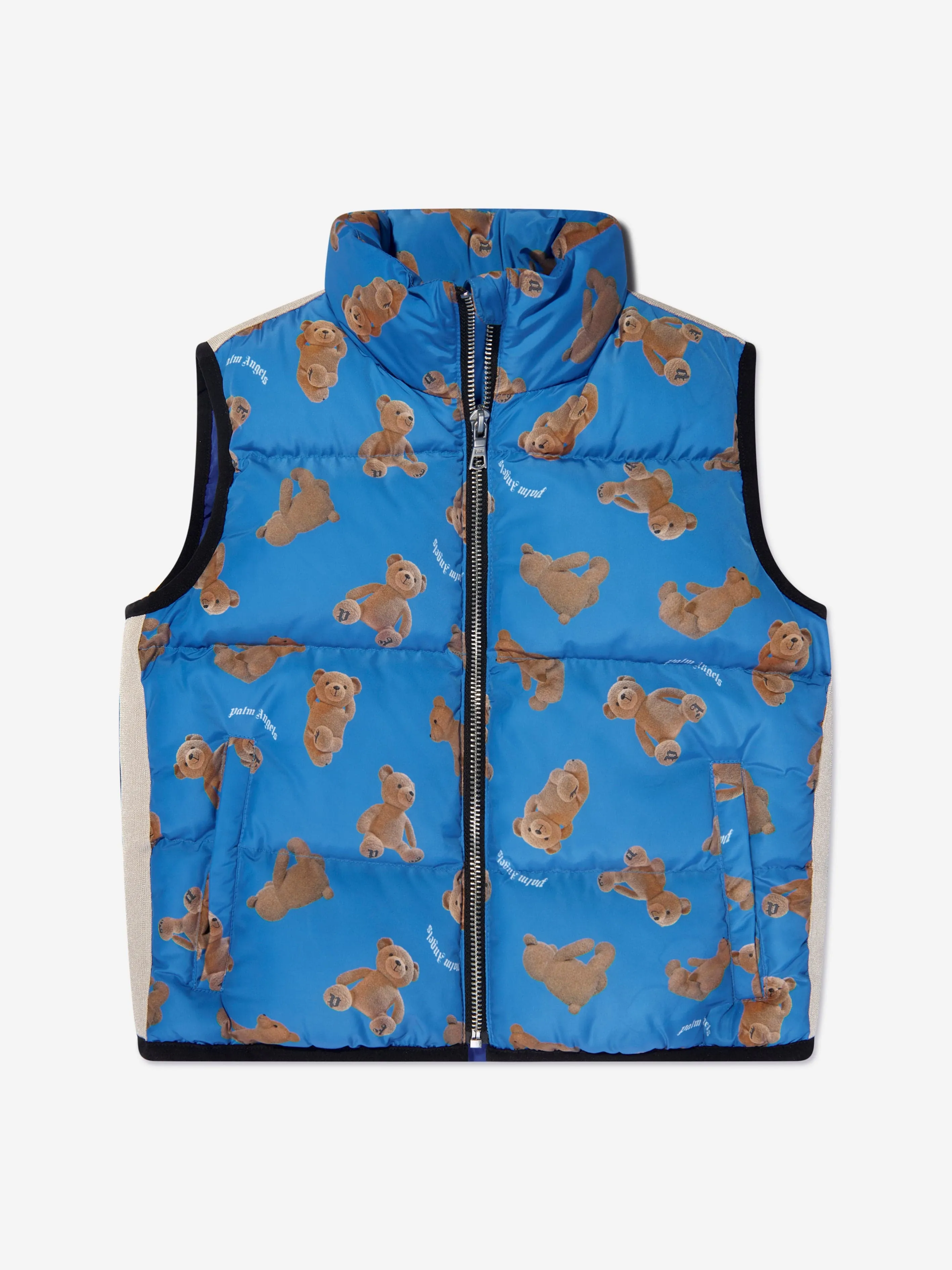 Palm Angels Boys AOP PA Bears Track Gilet in Blue