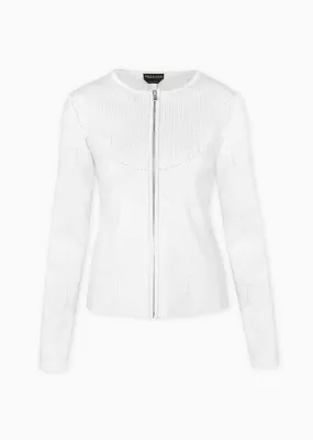 Pamela - Stretch Knit Jacket with Scalloped Detail