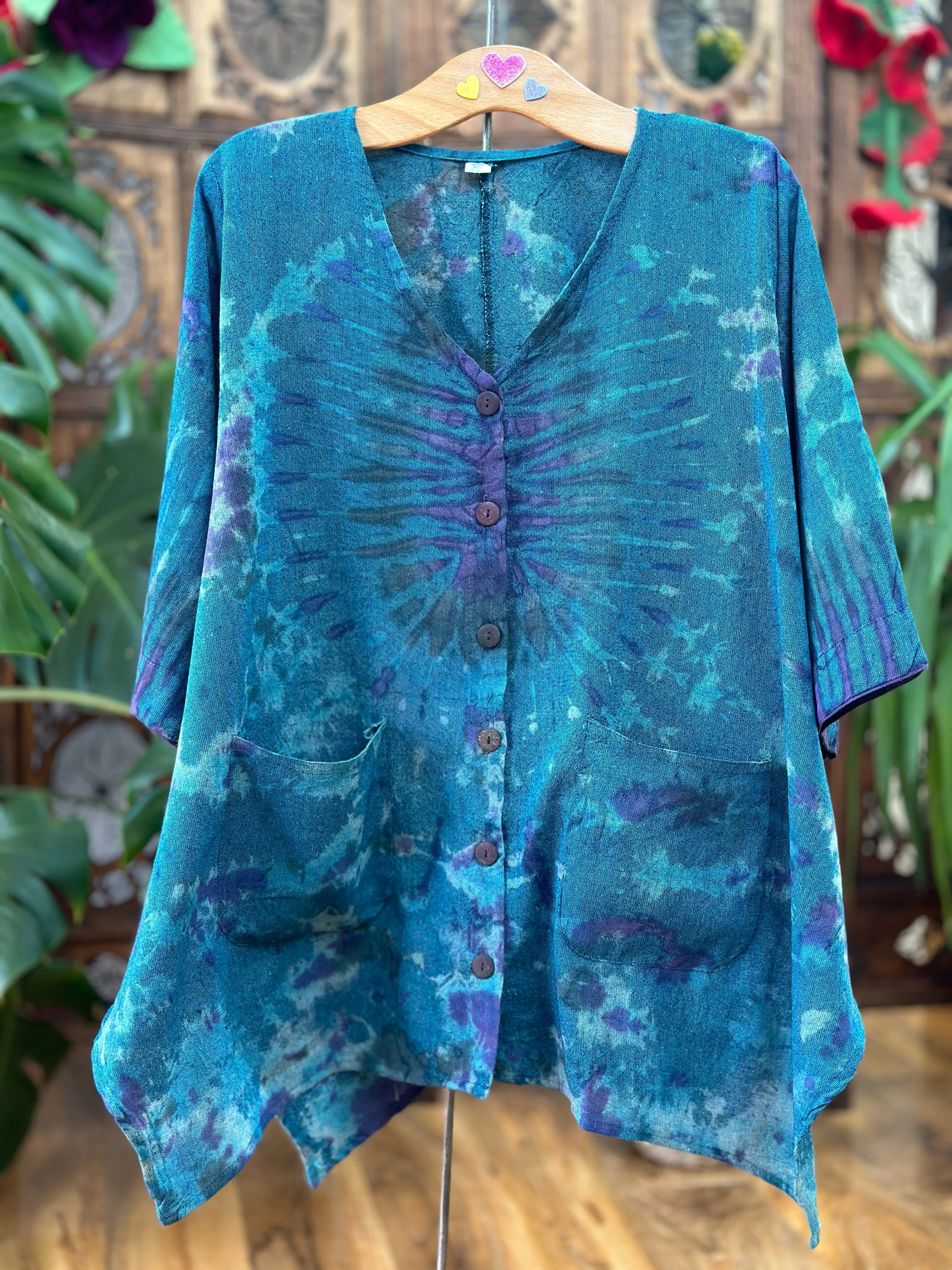 PARADISE BLUE COTTON BIRDIE SHIRT  M / L / XL