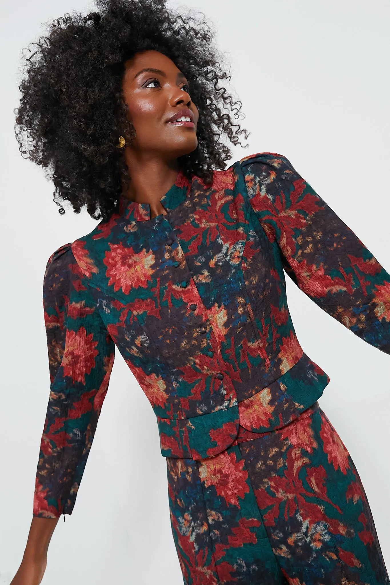 Persimmon Floral Jacquard Mirabelle Jacket