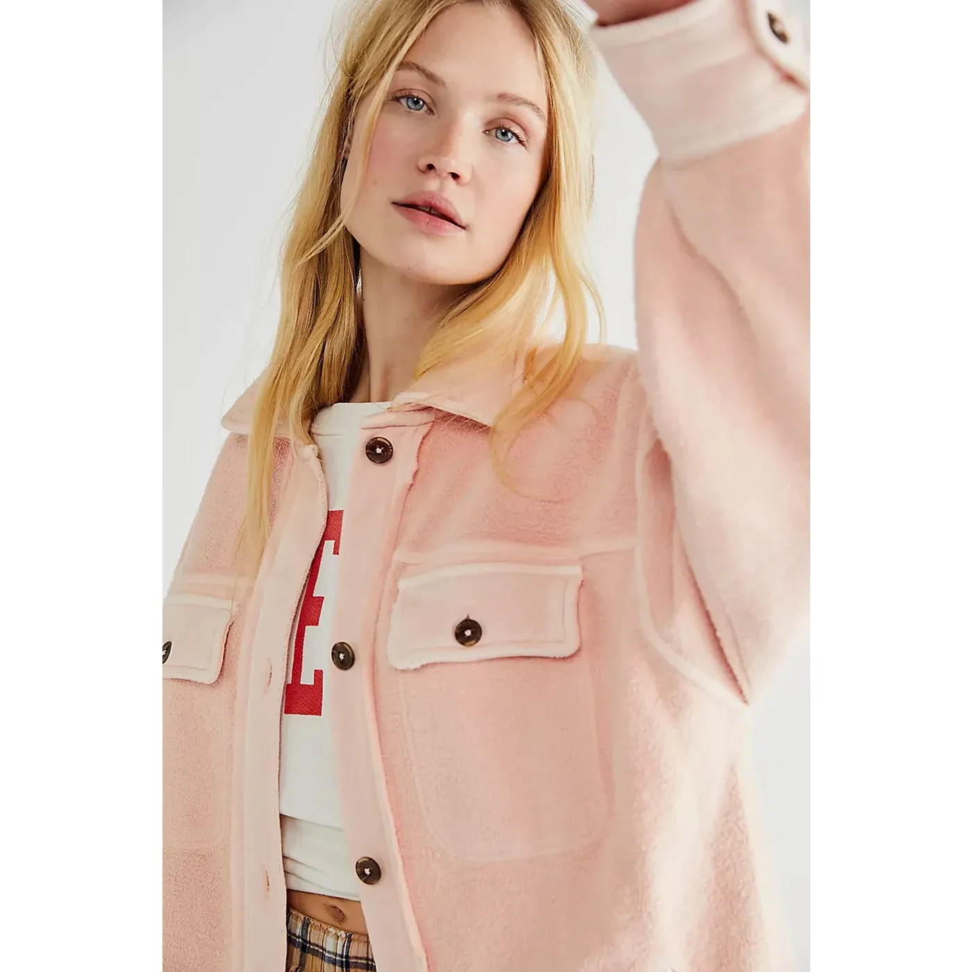 Pink Oversized Shirt Jacket