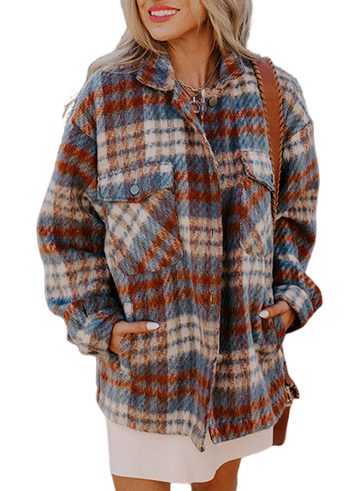 Plaid Collared Button Front Shacket