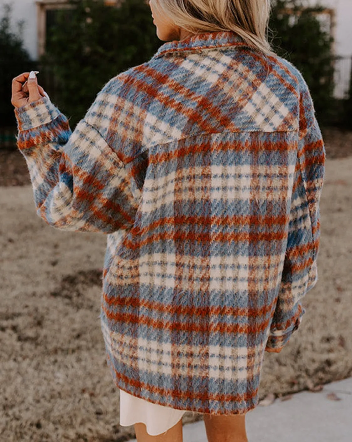 Plaid Collared Button Front Shacket