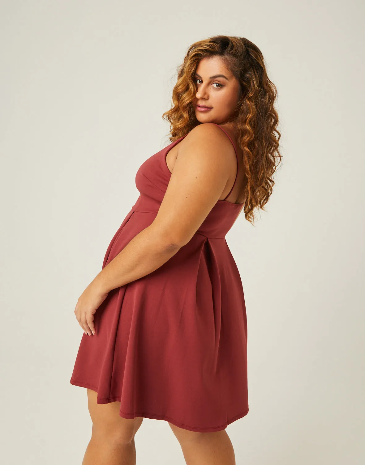 Plus Size A-Line Pleated Dress