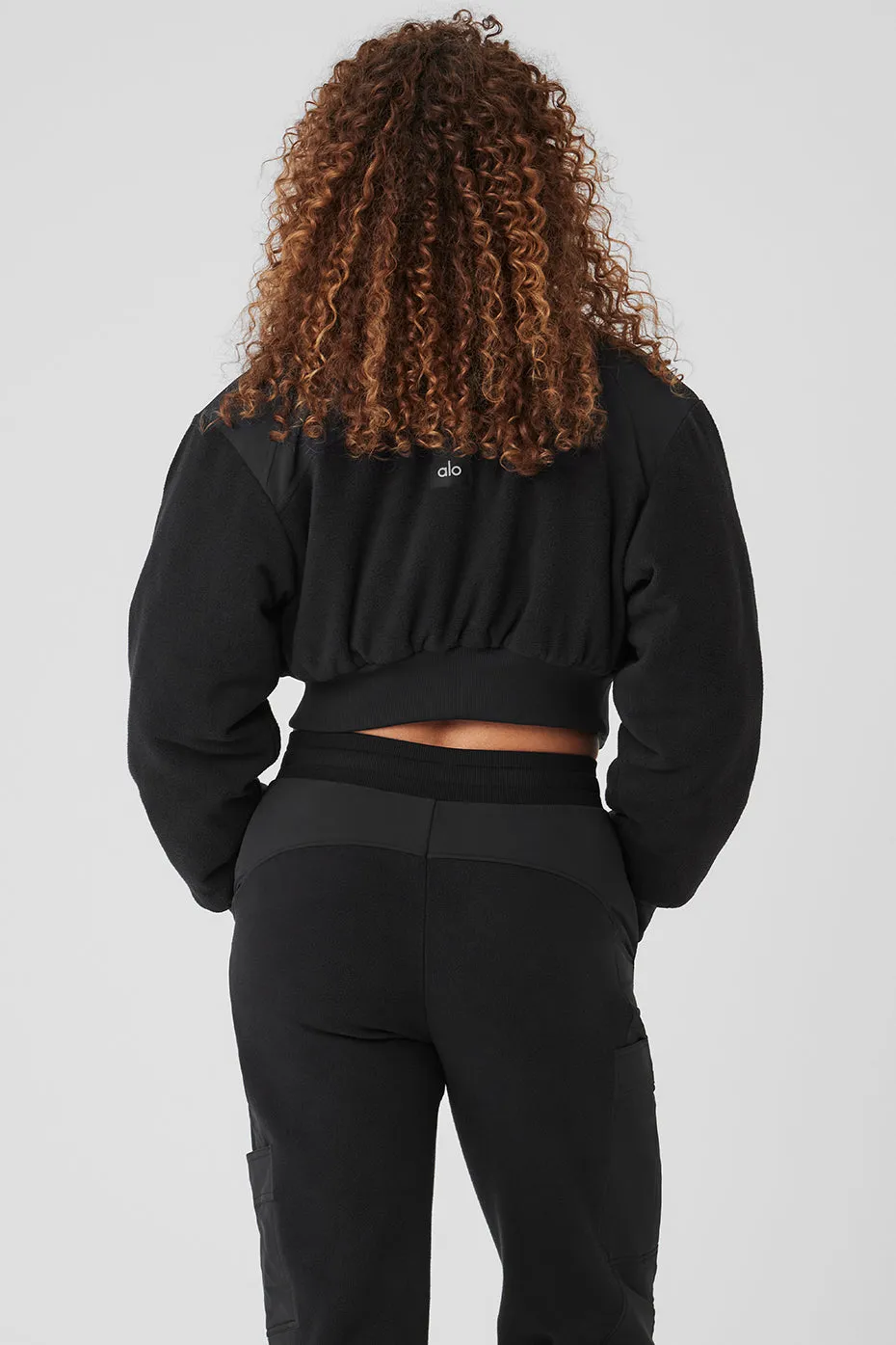 Polar Fleece Cropped Wintry Mix Jacket - Black