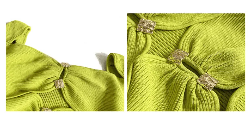 Pre Order:  Lime Hollow out Knitted Dress