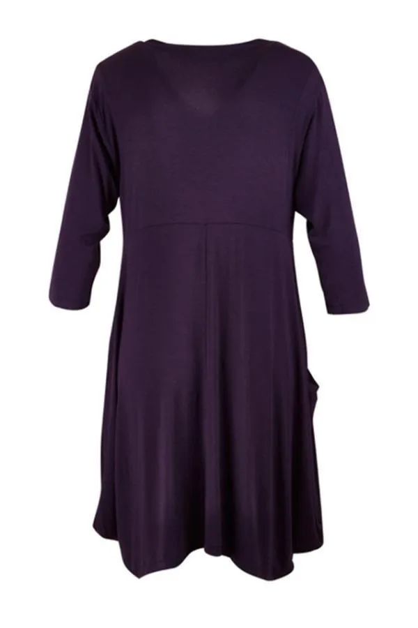 Pure Colour Long Sleeve Pocket Dress