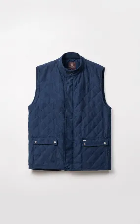 QUILTED SUEDE GILET JACKET SLEEVELESS NAVY