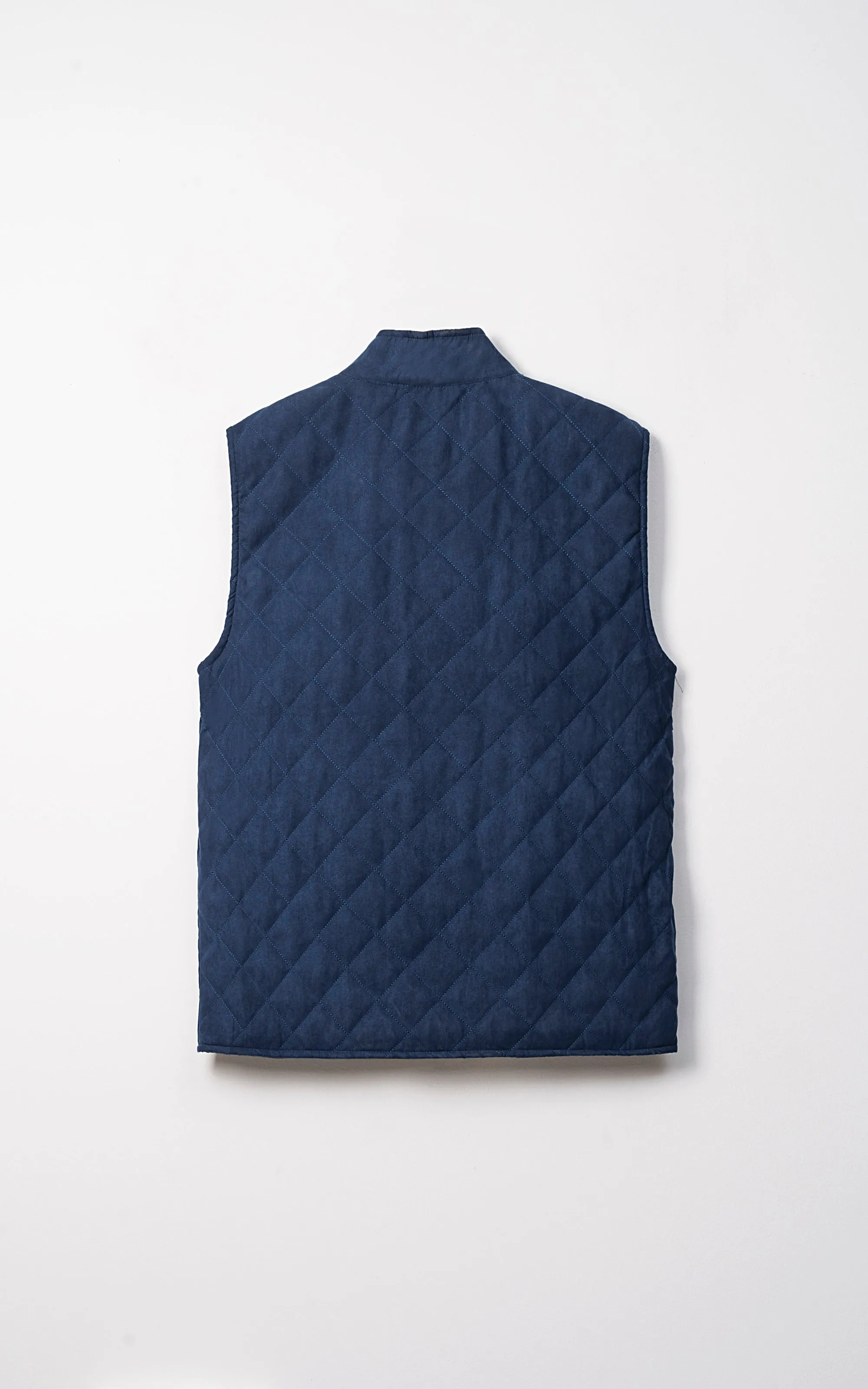 QUILTED SUEDE GILET JACKET SLEEVELESS NAVY