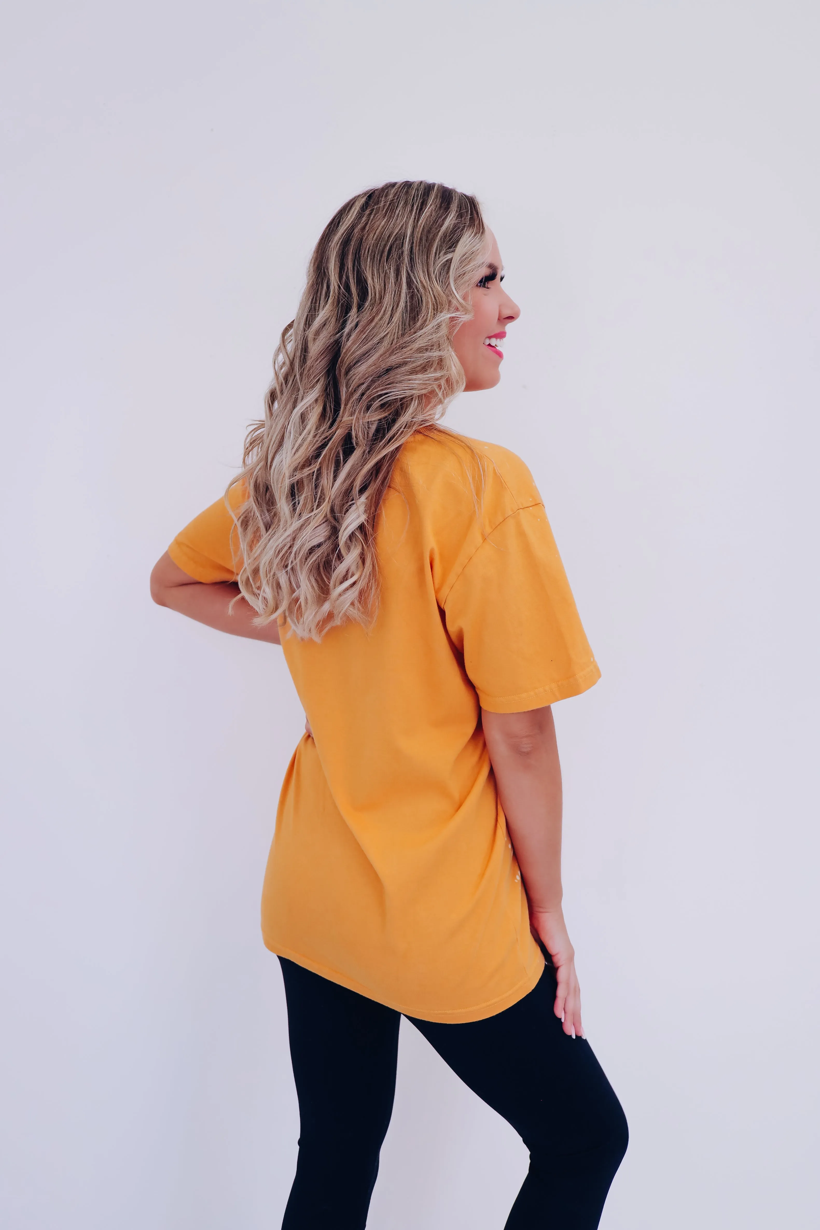 "Howdy Pumpkin" Cowgirl Graphic Tee - Mustard