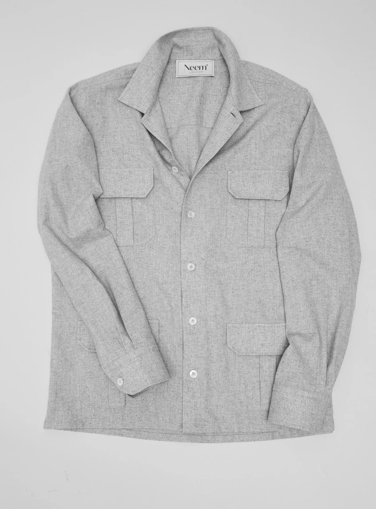 Recycled Italian Light Grey Flannel Overshirt