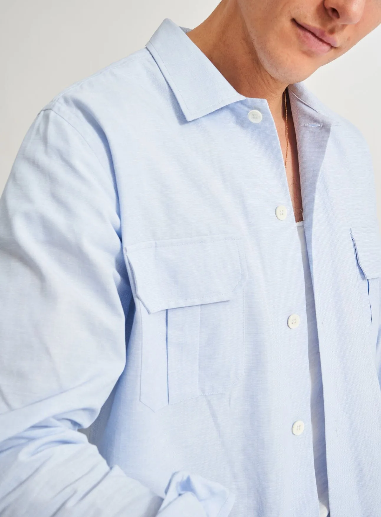 Recycled Italian Sky Fil-a-Fil Overshirt