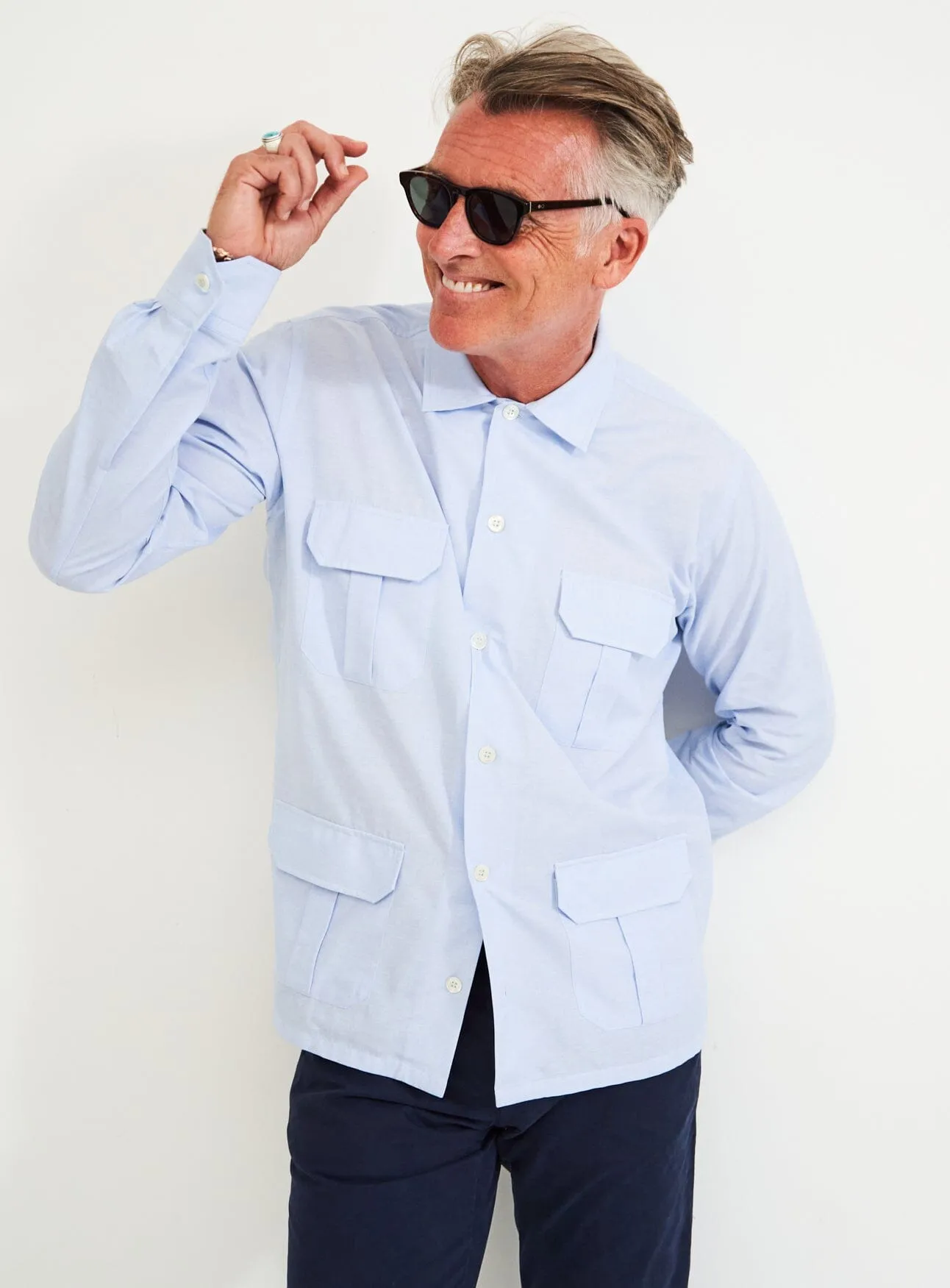 Recycled Italian Sky Fil-a-Fil Overshirt