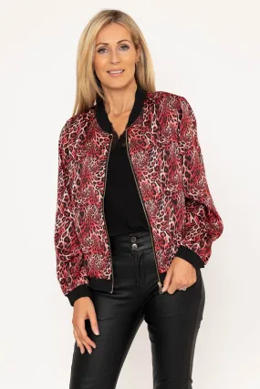 Red Leopard Print Bomber Jacket