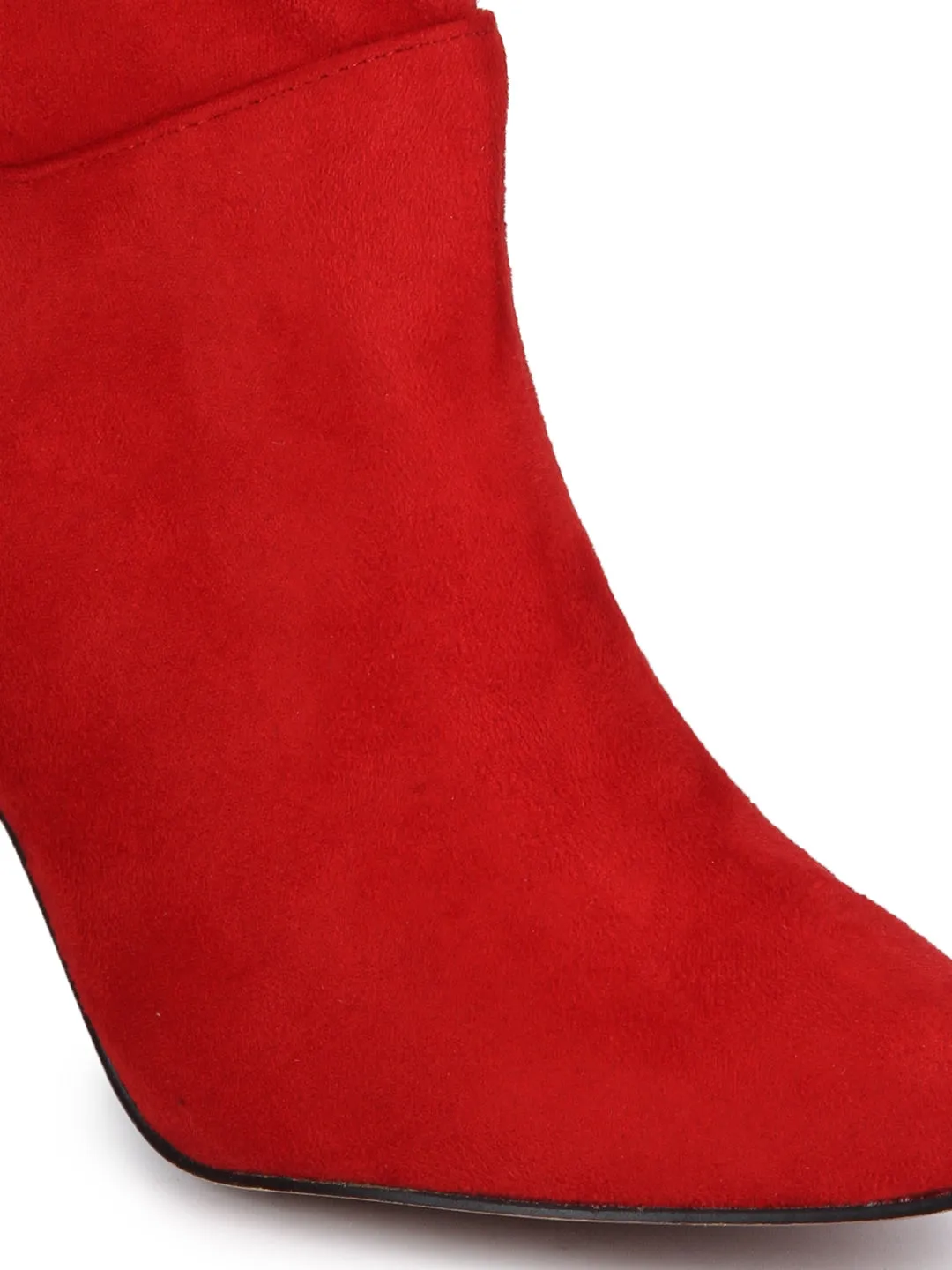 Red Micro Pointed Heel Long Boots