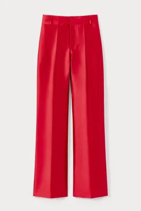 Red Satin Flared Pants