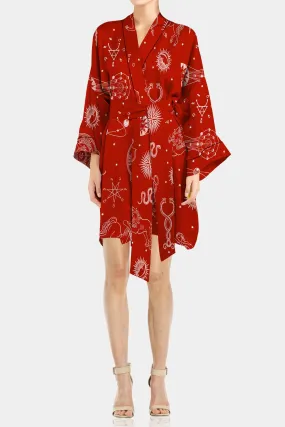 Red Short Silk Kimono