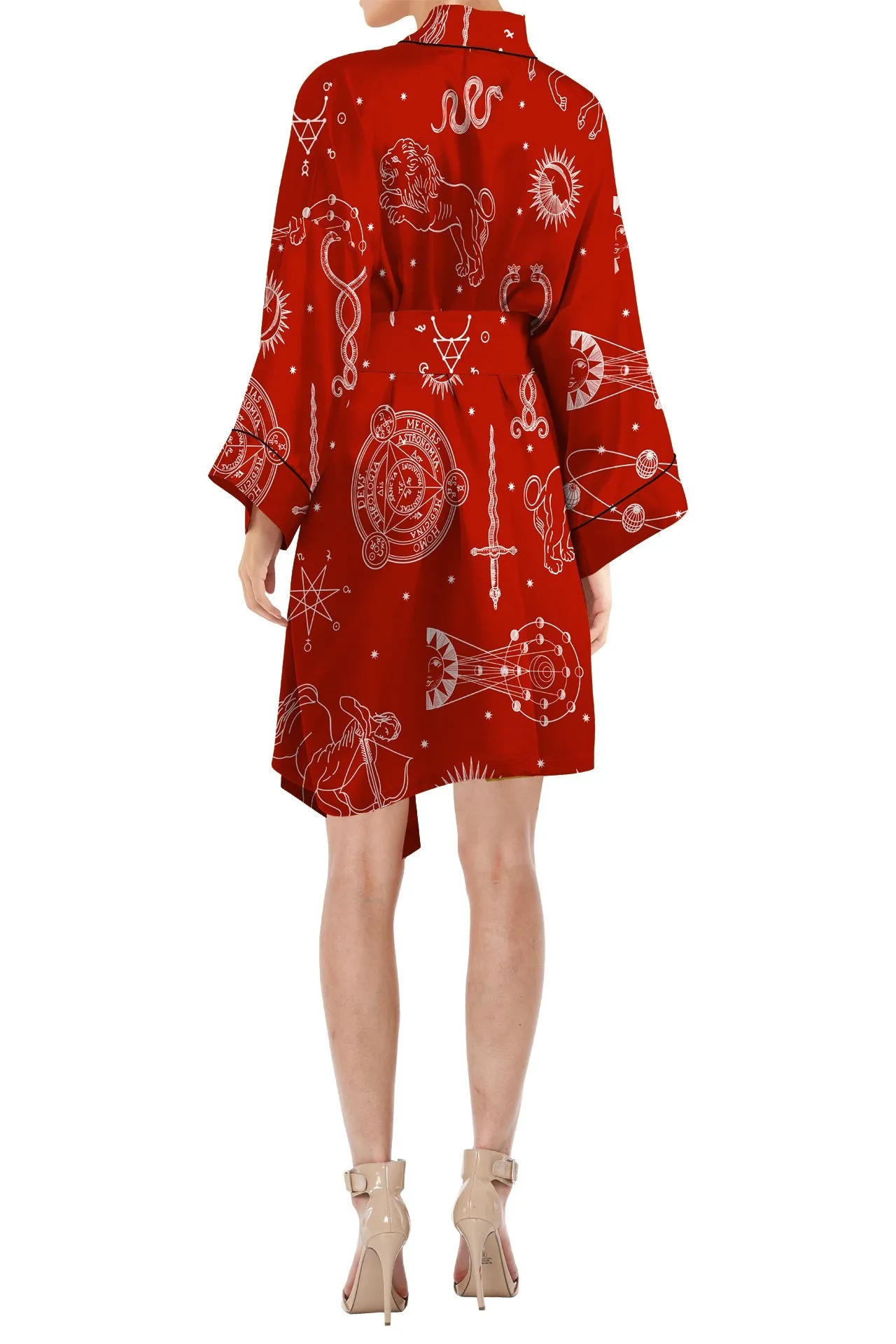 Red Short Silk Kimono