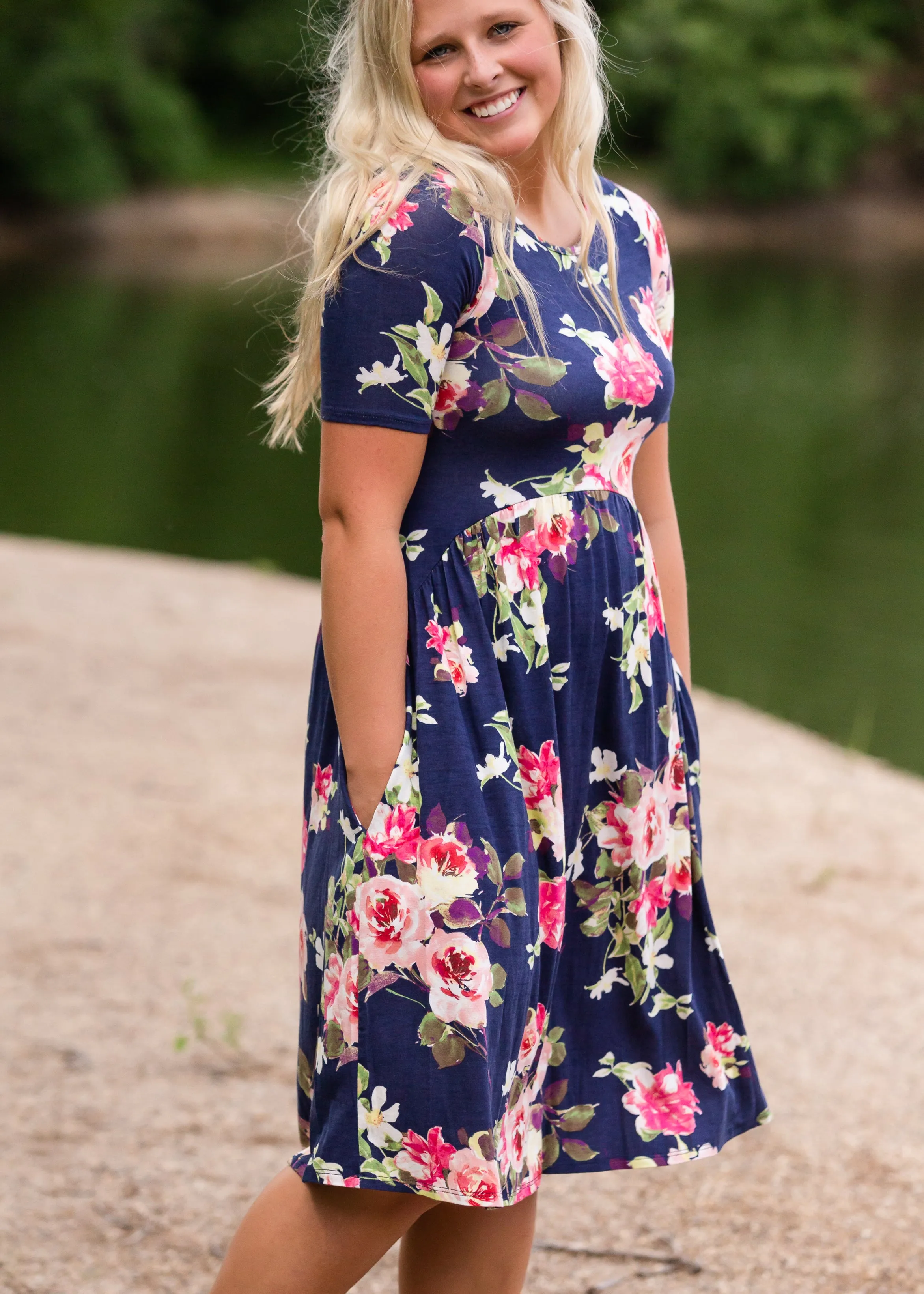 Refreshing Floral Empire Waist Midi Dress - FINAL SALE