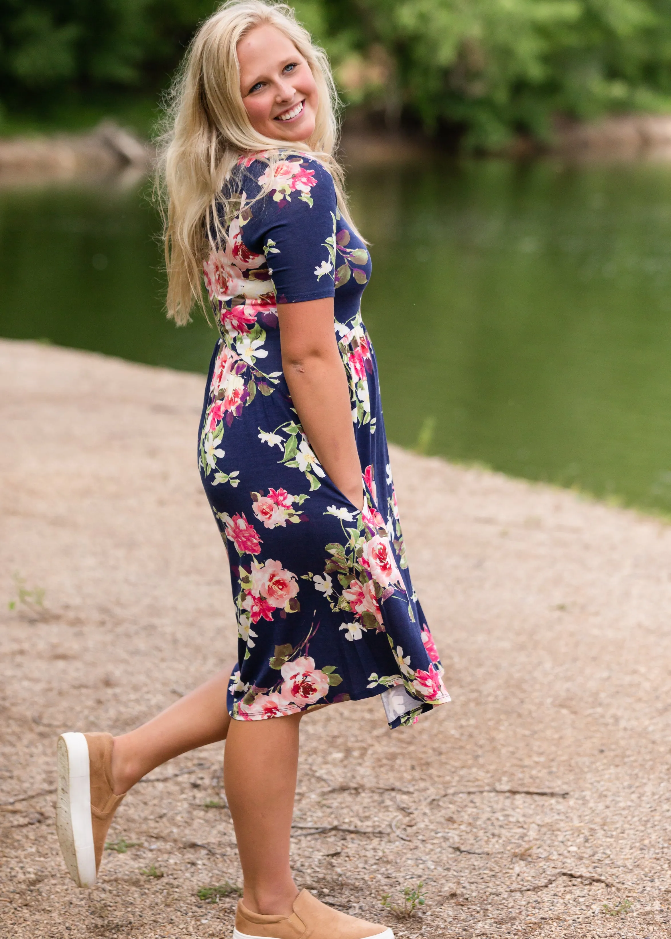 Refreshing Floral Empire Waist Midi Dress - FINAL SALE