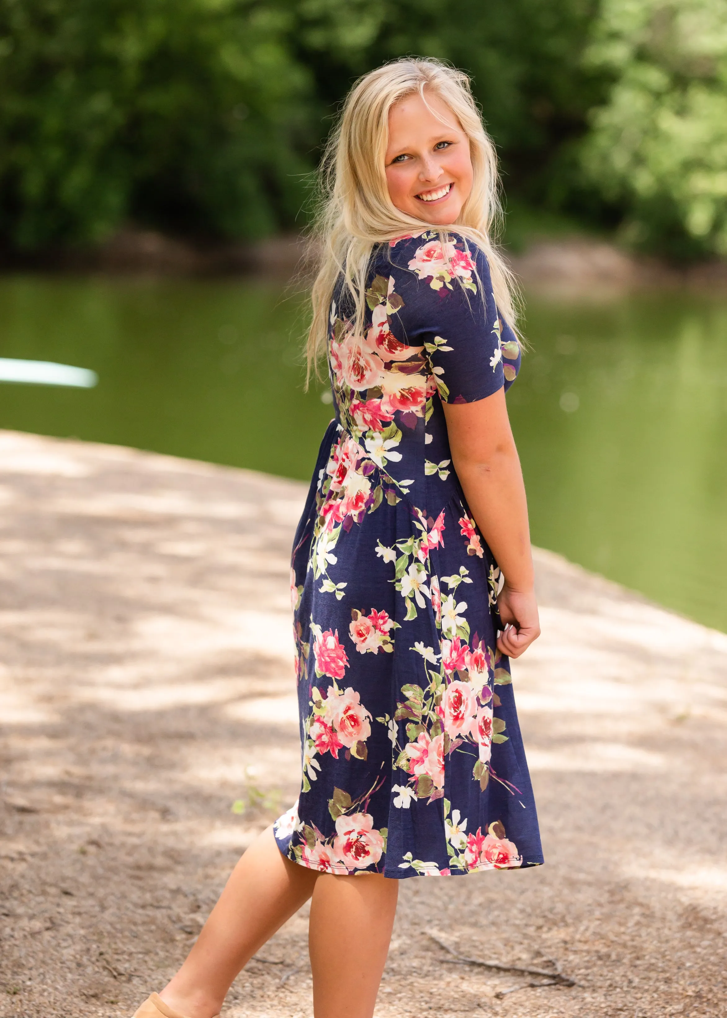 Refreshing Floral Empire Waist Midi Dress - FINAL SALE